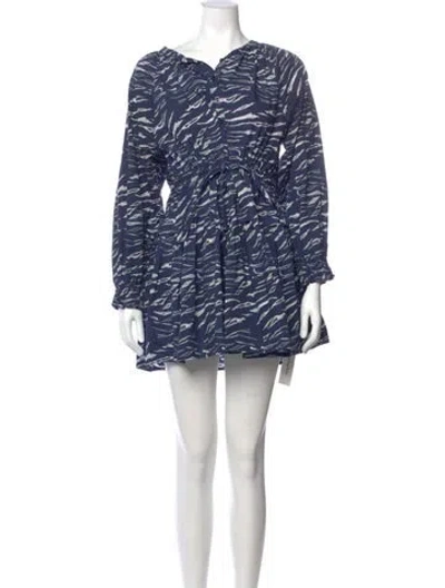 Pre-owned Apiece Apart Printed Mini Dress In Blue