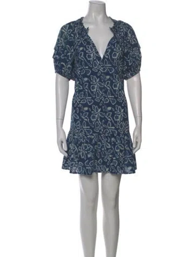 Pre-owned Apiece Apart Printed Mini Dress In Blue