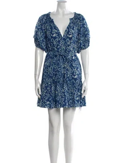 Pre-owned Apiece Apart Printed Mini Dress In Blue