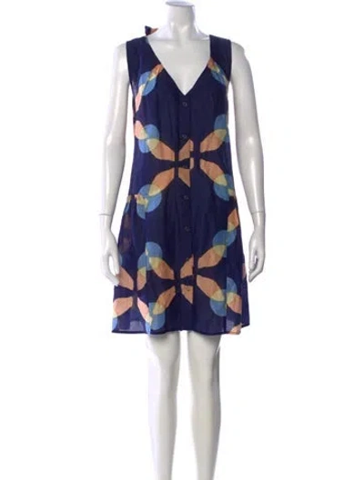 Pre-owned Apiece Apart Printed Mini Dress In Blue