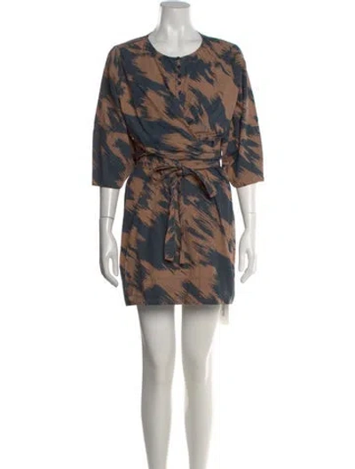 Pre-owned Apiece Apart Printed Mini Dress In Brown