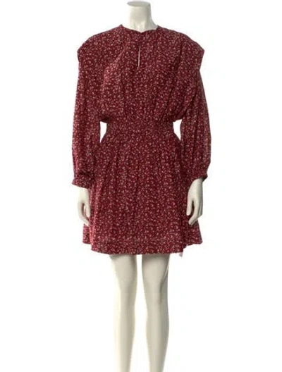 Pre-owned Apiece Apart Printed Mini Dress In Burgundy