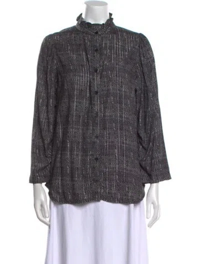 Pre-owned Apiece Apart Printed Mock Neck Blouse In Multi