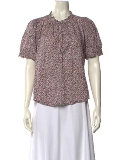 Pre-owned Apiece Apart Printed Mock Neck Blouse In Neutral