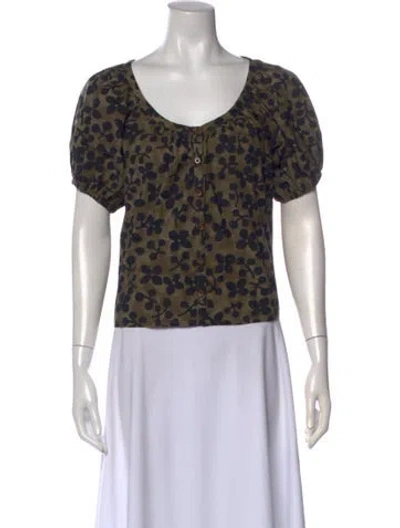Pre-owned Apiece Apart Printed Scoop Neck T-shirt In Blue