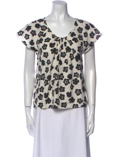 Pre-owned Apiece Apart Printed Scoop Neck T-shirt W/ Tags In White
