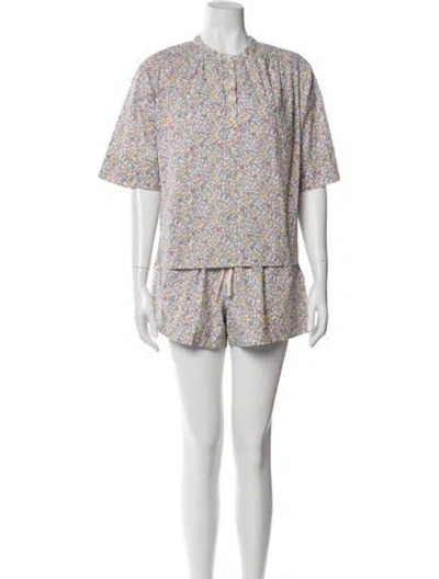 Pre-owned Apiece Apart Printed Short Set In Blue
