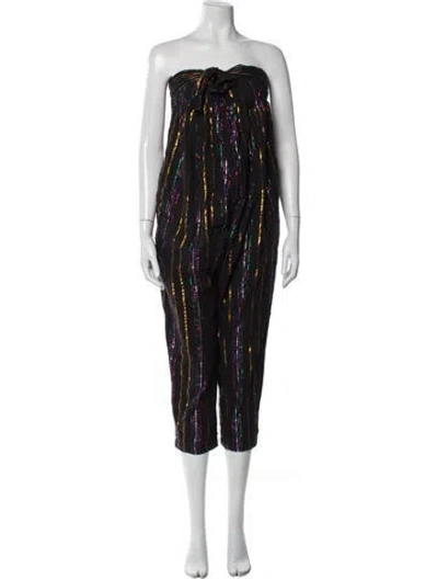 Pre-owned Apiece Apart Printed Strapless Jumpsuit In Black