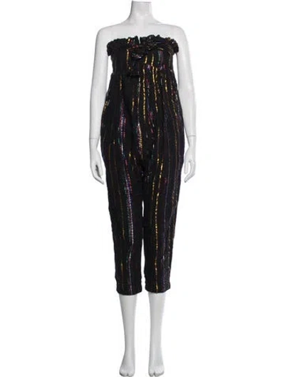 Pre-owned Apiece Apart Printed Strapless Jumpsuit In Black