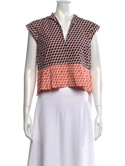 Pre-owned Apiece Apart Printed V-neck Blouse In Multi
