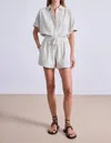 Apiece Apart Pull On Trail Short In Pina Stripes Cream & Navy