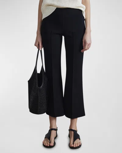 Apiece Apart Rene Pintuck Cropped Flare-leg Pants In Black