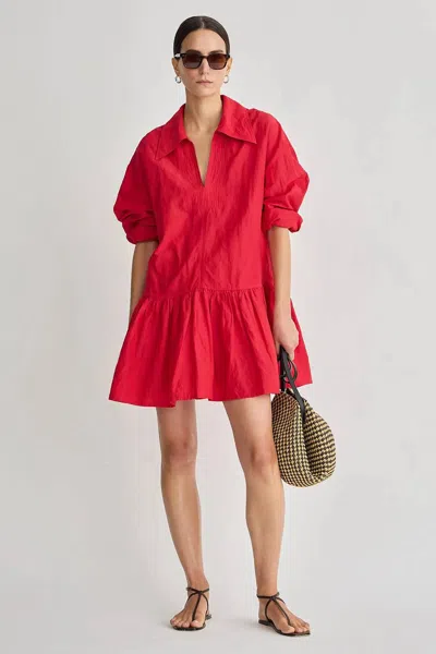 Apiece Apart Romana Mini Dress In Samba Red In Pink