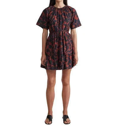 Apiece Apart Saara Tiered Mini Dress In Deep Botanic In Blue