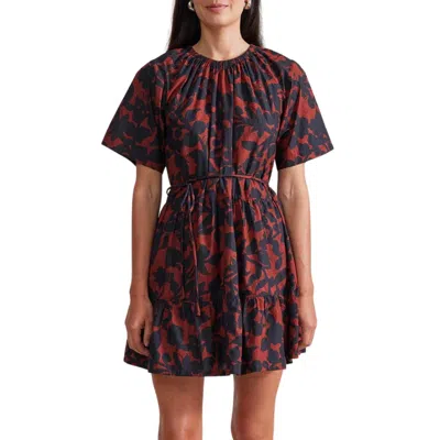 Apiece Apart Saara Tiered Mini Dress In Deep Botanic In Multi