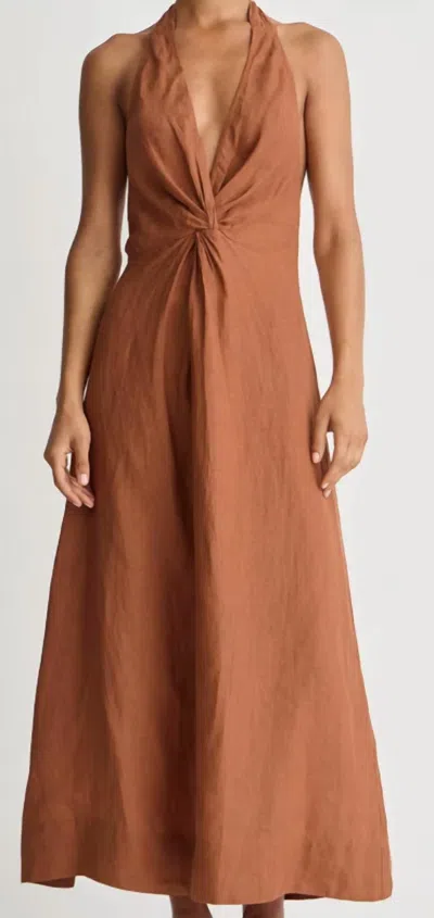 Apiece Apart Salome Halter Maxi Dress In Harissa In Brown