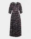 Apiece Apart Santa Cecilia Tiered Viscose Sateen Maxi Dress In Black