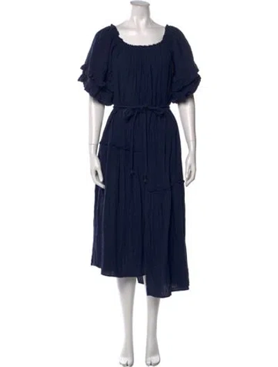Pre-owned Apiece Apart Scoop Neck Long Dress In Blue