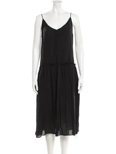 Pre-owned Apiece Apart Scoop Neck Midi Length Dress In Black