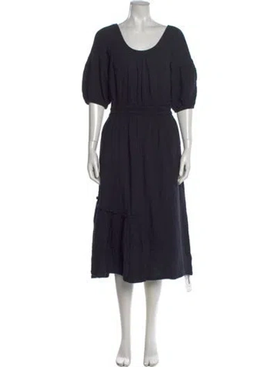 Pre-owned Apiece Apart Scoop Neck Midi Length Dress In Black