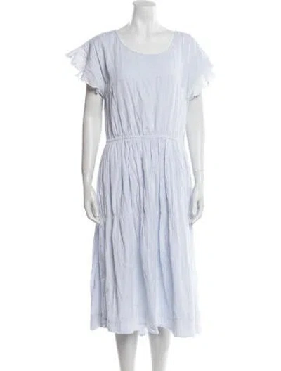 Pre-owned Apiece Apart Scoop Neck Midi Length Dress In Blue