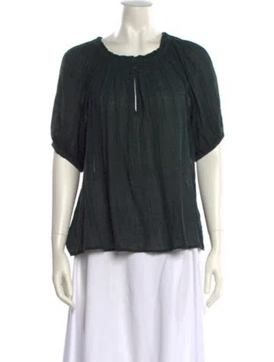 Pre-owned Apiece Apart Scoop Neck Short Sleeve Blouse In Gray