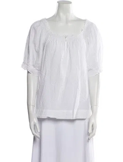 Pre-owned Apiece Apart Scoop Neck Short Sleeve Blouse In White