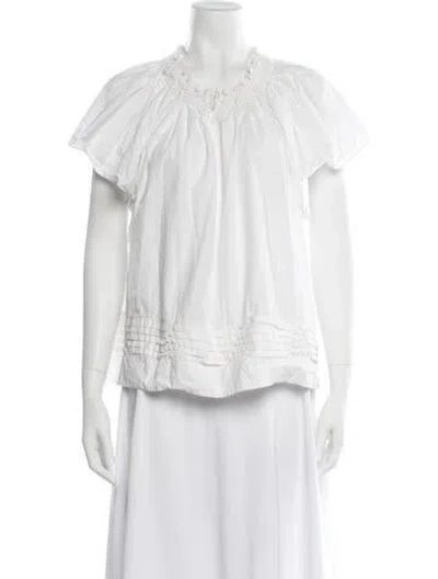 Pre-owned Apiece Apart Scoop Neck Short Sleeve Blouse In White