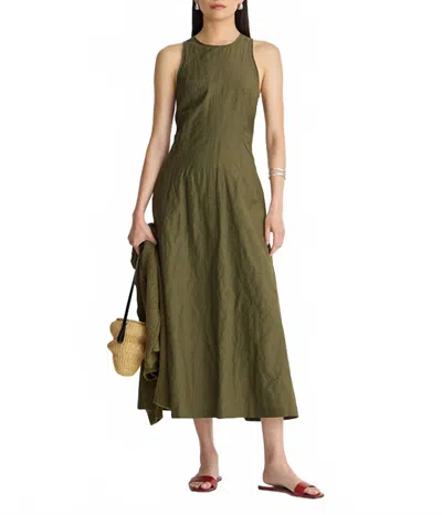 Apiece Apart Sculpted Uma Sleeveless Maxi Dress In Olive In Green