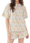 Apiece Apart Shirred Mission Top In Blue Multi In Multi