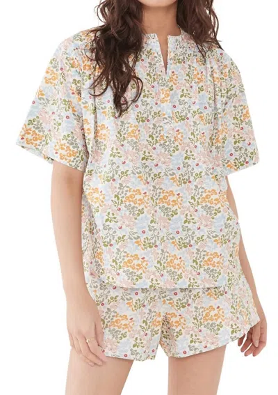 Apiece Apart Shirred Mission Top In Blue Multi