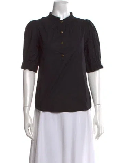 Pre-owned Apiece Apart Short Sleeve Blouse In Black