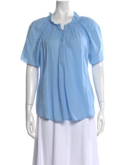 Pre-owned Apiece Apart Short Sleeve Blouse In Blue