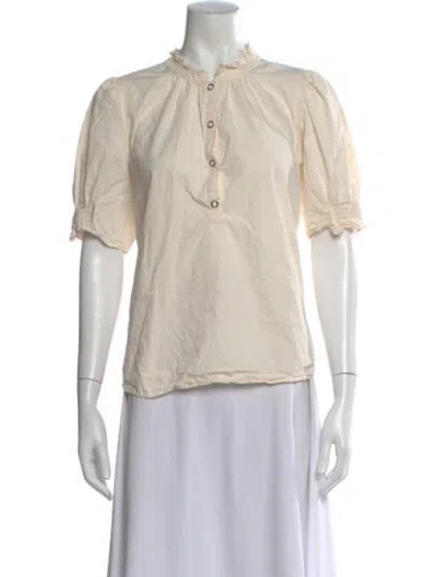 Pre-owned Apiece Apart Short Sleeve Blouse In Neutral