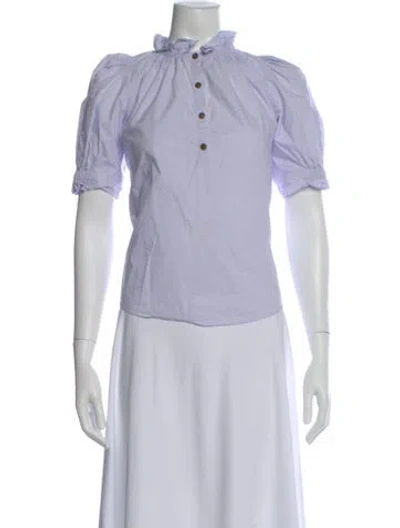 Pre-owned Apiece Apart Short Sleeve Blouse In Purple