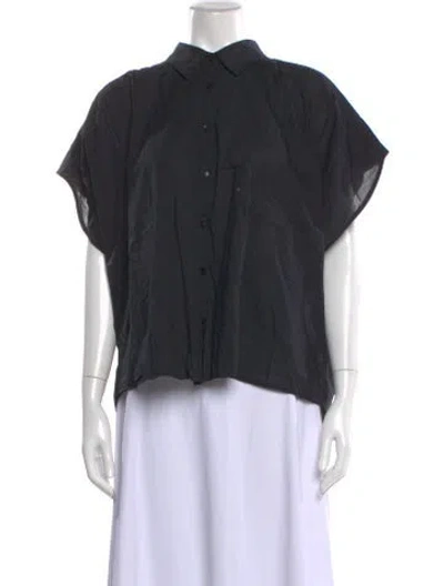 Pre-owned Apiece Apart Short Sleeve Button-up Top In Black