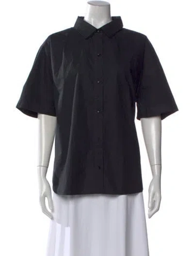 Pre-owned Apiece Apart Short Sleeve Button-up Top In Black