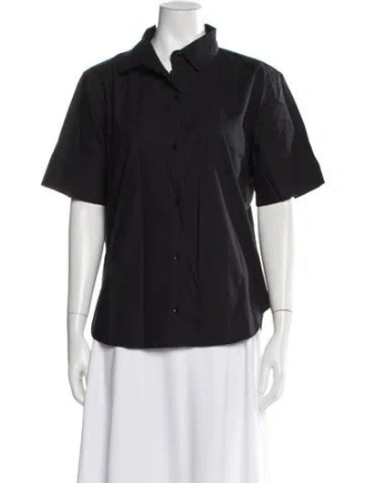 Pre-owned Apiece Apart Short Sleeve Button-up Top In Black