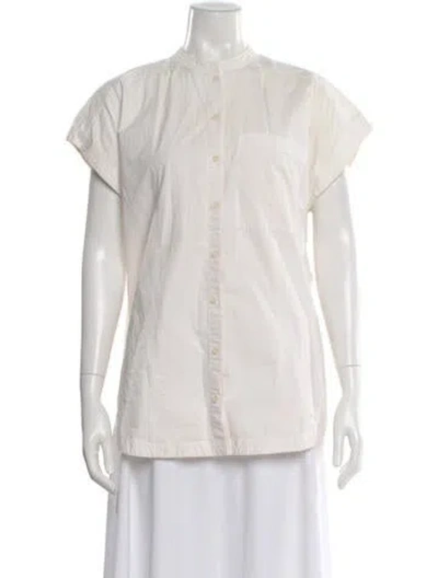 Pre-owned Apiece Apart Short Sleeve Button-up Top In Neutral