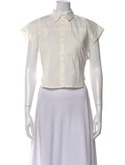 Pre-owned Apiece Apart Short Sleeve Button-up Top In White