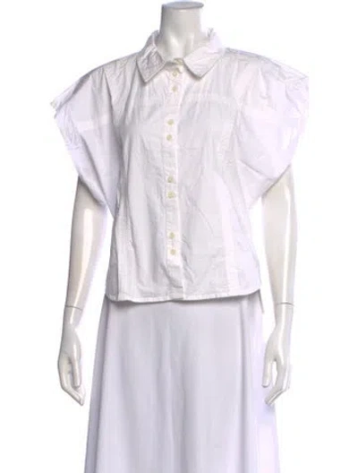 Pre-owned Apiece Apart Short Sleeve Button-up Top In White