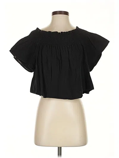 Pre-owned Apiece Apart Short Sleeve Top Black Off The Shoulder Neckline Tops