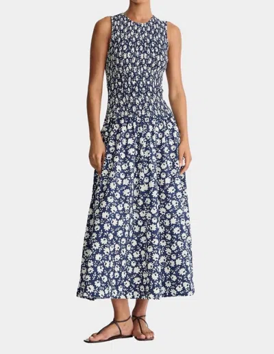 Apiece Apart Siempre Tank Maxi Dress In Navy Floral Stamp In Blue