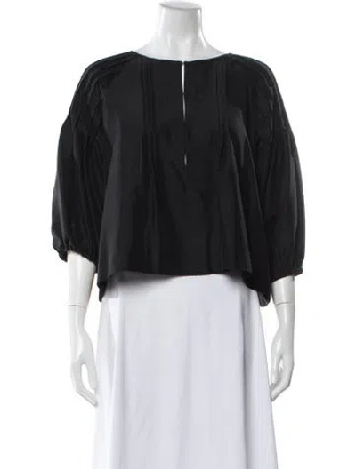 Pre-owned Apiece Apart Silk Crew Neck Blouse In Black