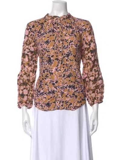 Pre-owned Apiece Apart Silk Floral Print Blouse In Pink
