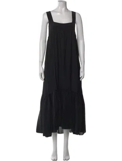 Pre-owned Apiece Apart Silk Long Dress In Black