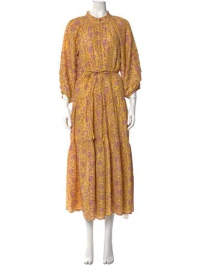 Pre-owned Apiece Apart Silk Long Dress In Multi
