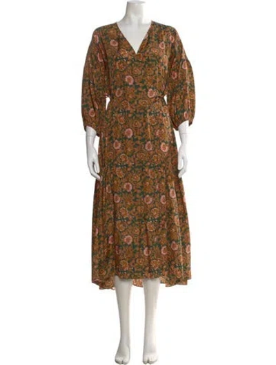 Pre-owned Apiece Apart Silk Long Dress In Orange