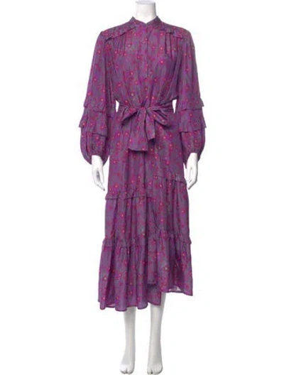 Pre-owned Apiece Apart Silk Long Dress In Purple