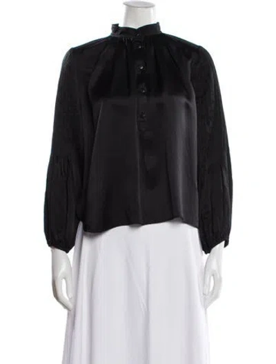 Pre-owned Apiece Apart Silk Long Sleeve Blouse In Black